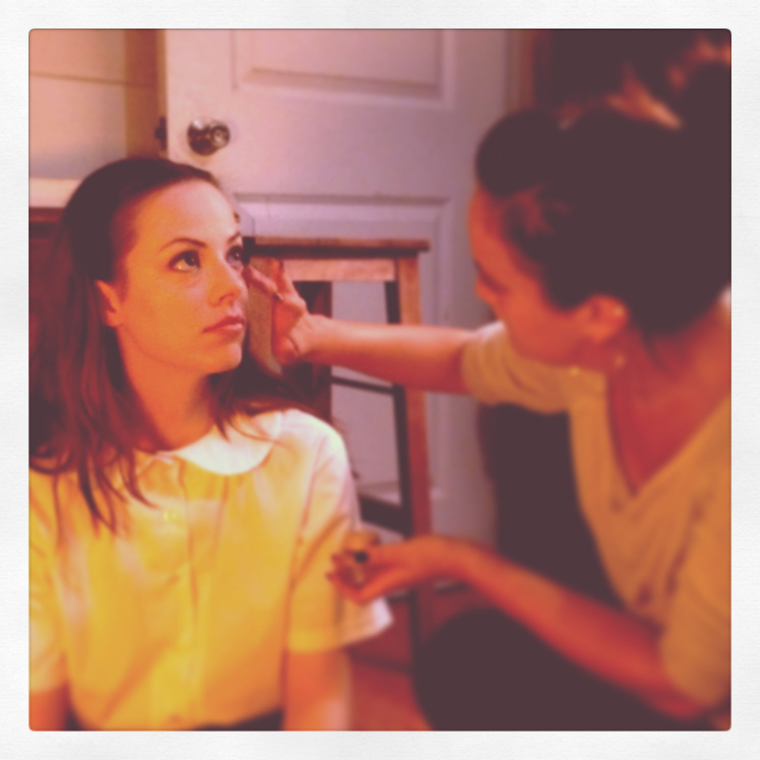 Emily Jackson in makeup — behind the scenes of Living with the Dead: A Love Story